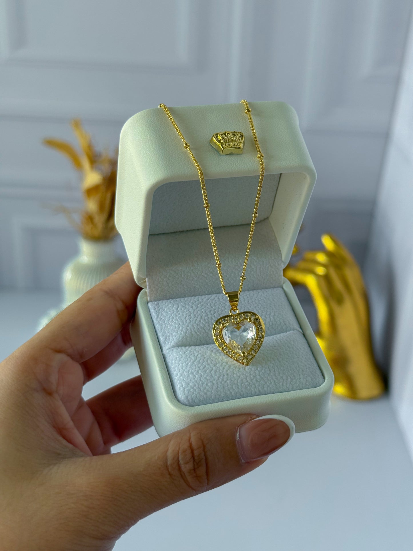 Cadena corazón blanco grande