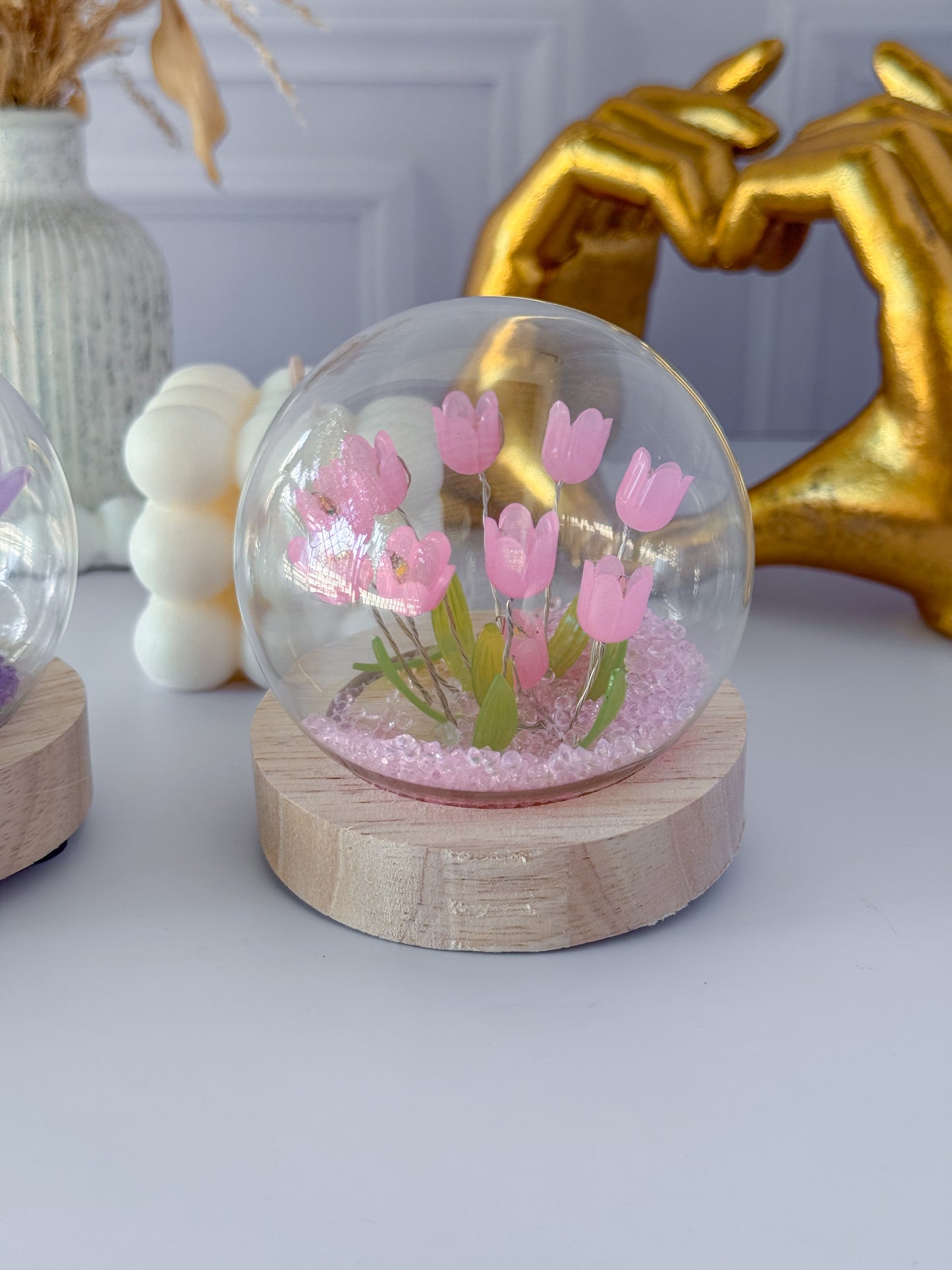Lámpara de tulipanes rosadas