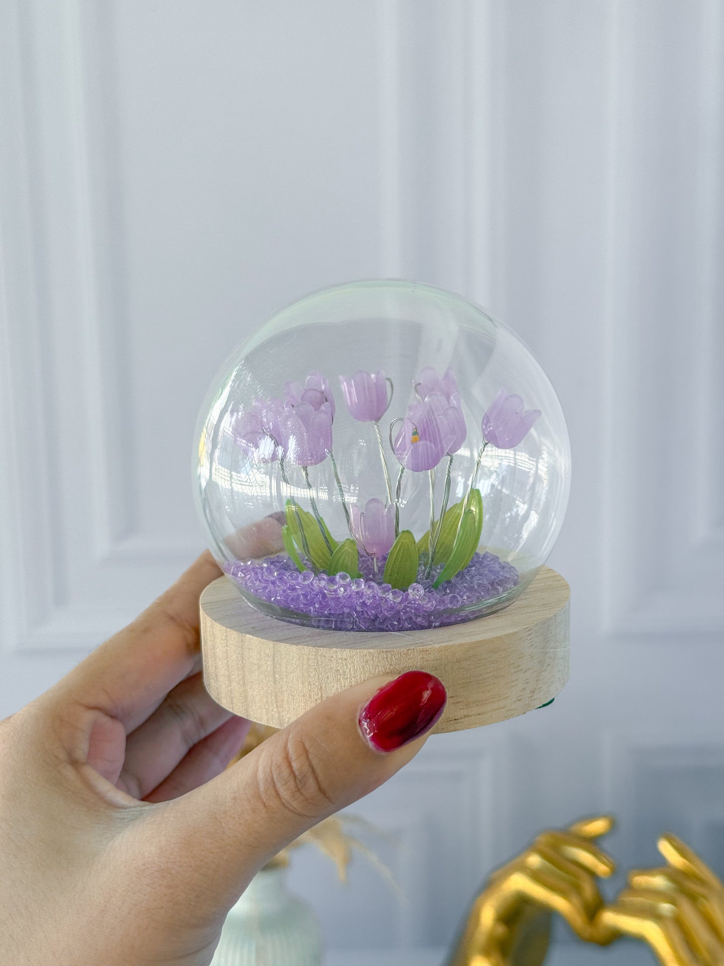 Lámpara de tulipanes color morado