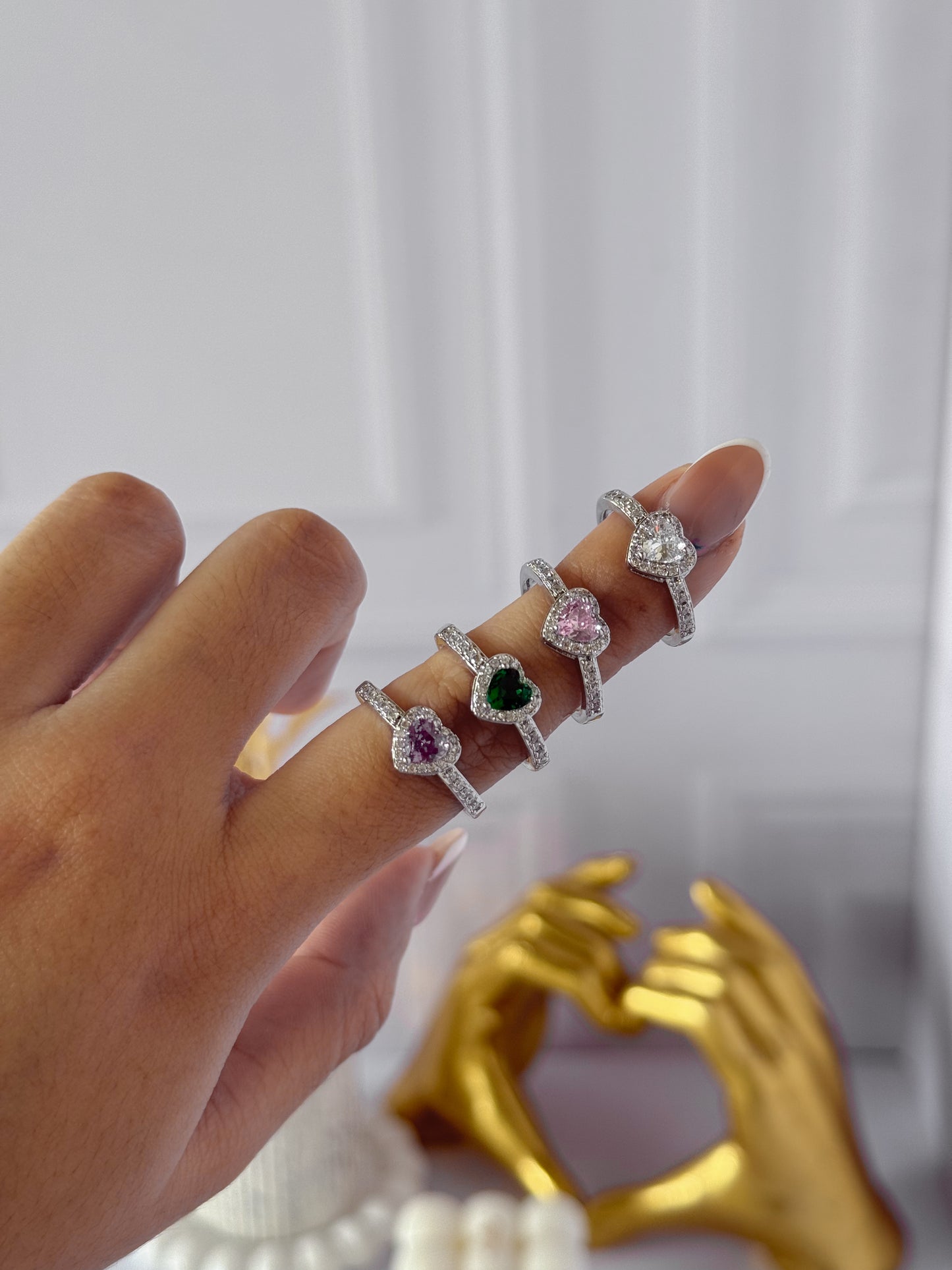 Anillo plateado corazón