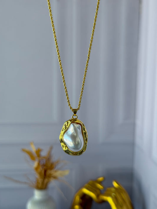 Cadena piedra blanca con lazo