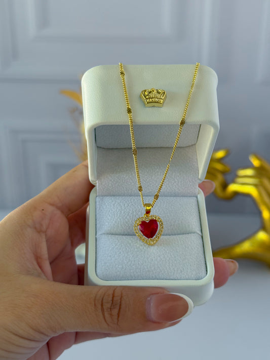 Cadena corazón rojo