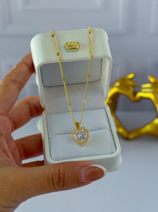 Cadena corazón blanco