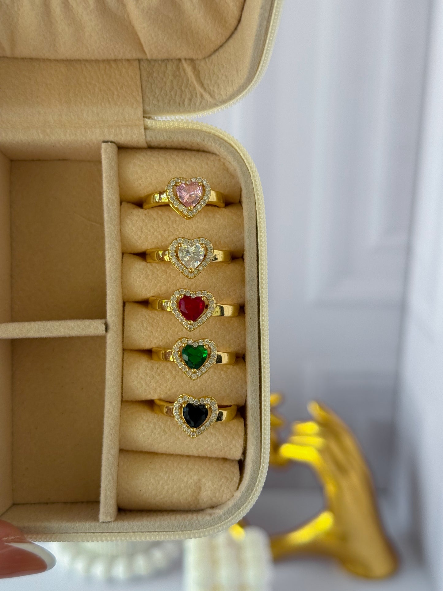 Anillo corazón grande perlado