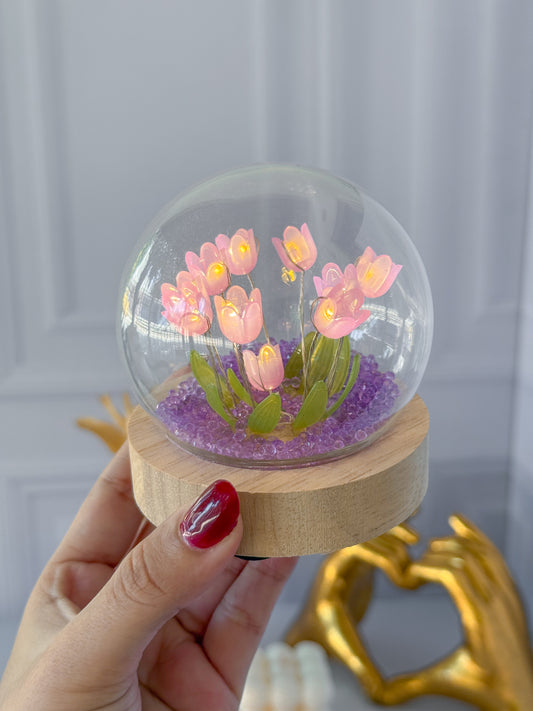Lámpara de tulipanes color morado
