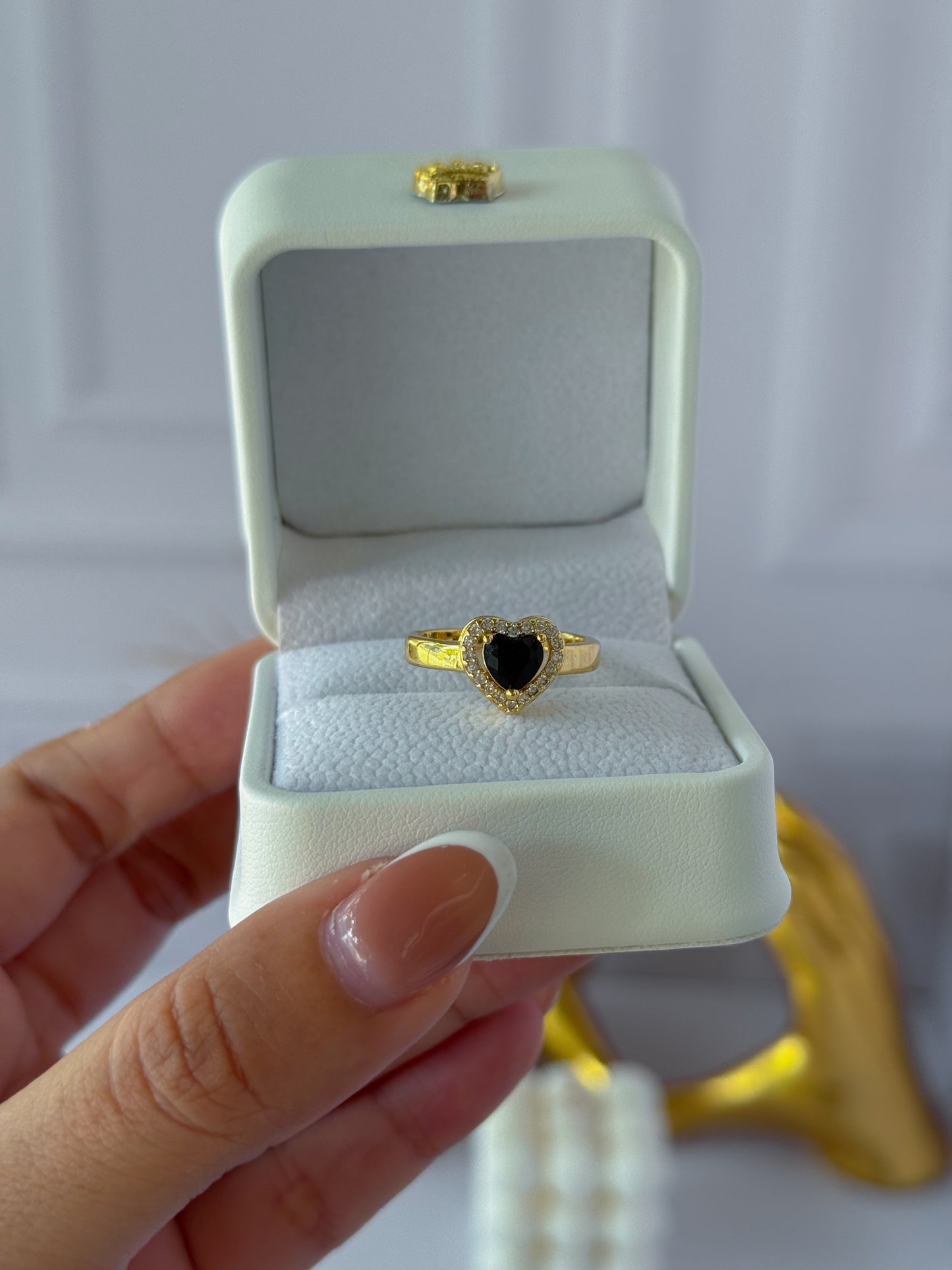 Anillo corazón grande perlado