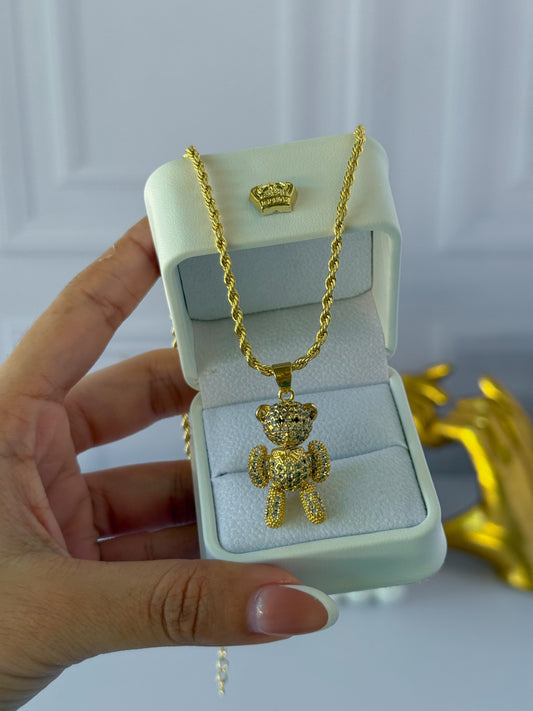 Cadena osito Teddy tejido lazo