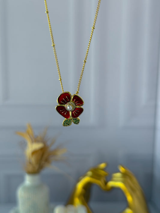Cadena flor roja