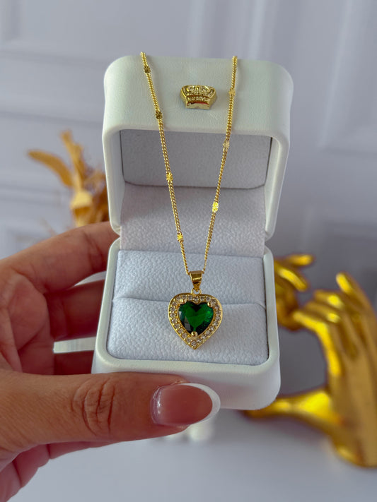 Cadena corazón verde grande