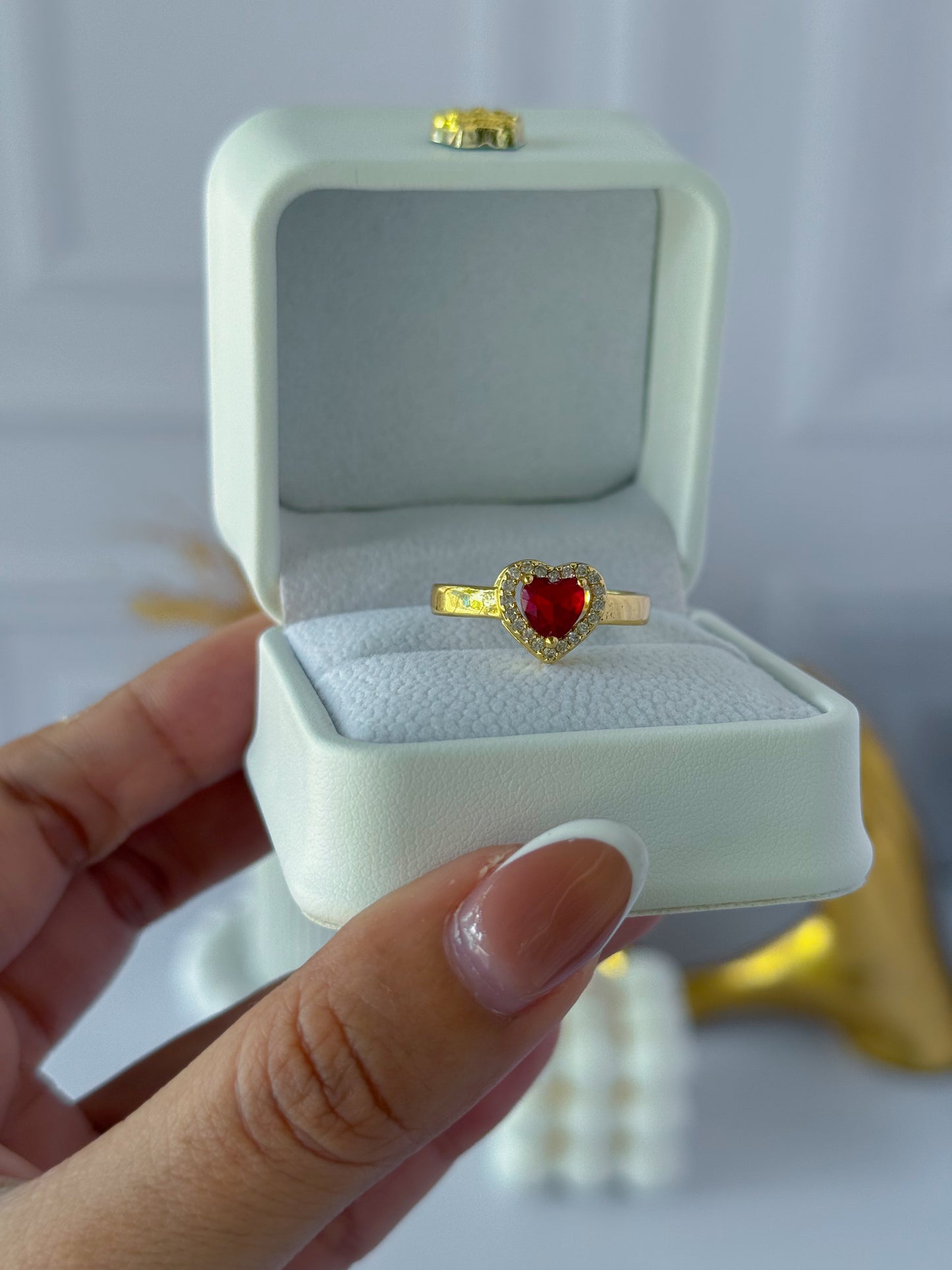 Anillo corazón grande perlado