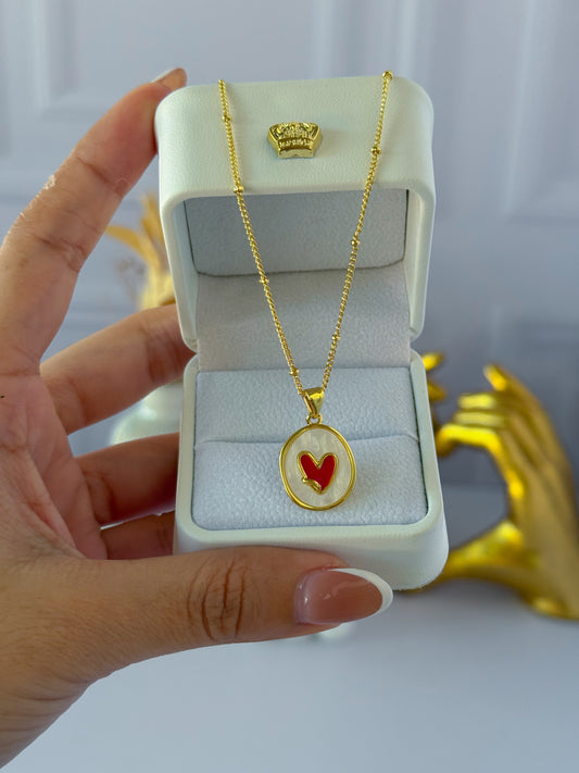 Cadena corazón nacarado
