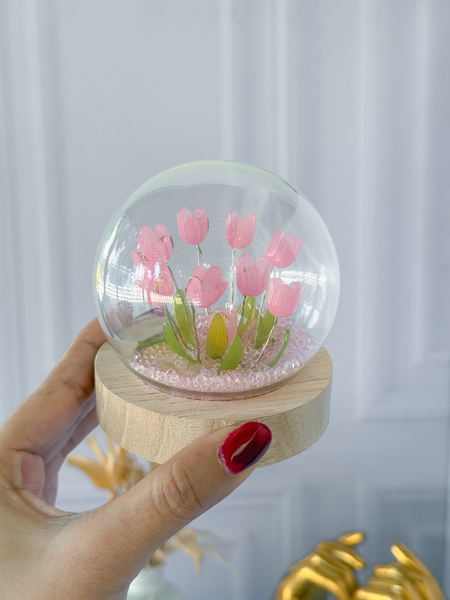 Lámpara de tulipanes rosadas