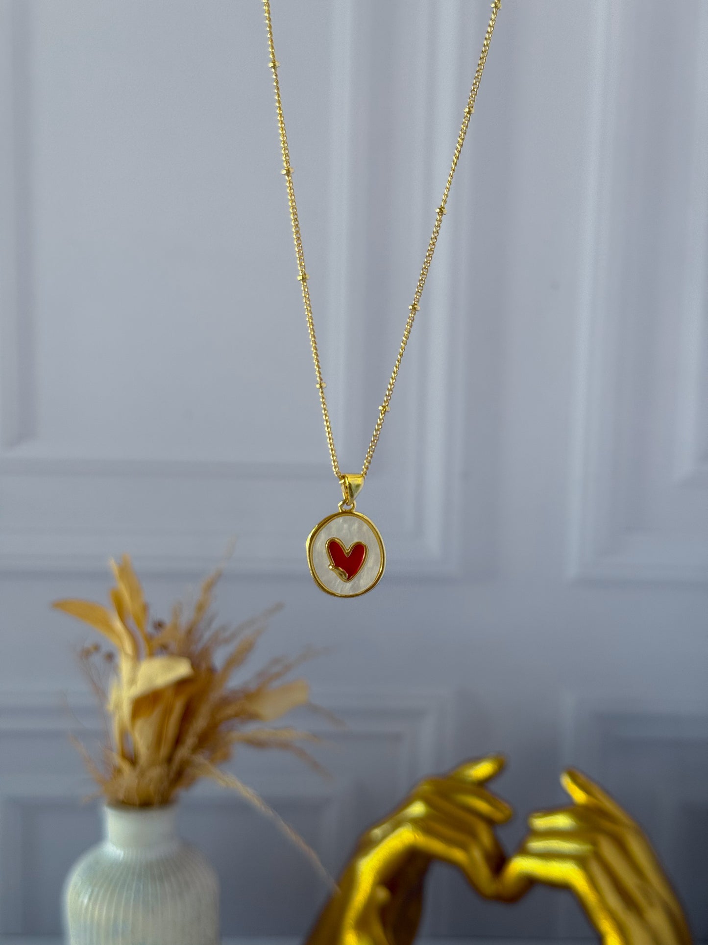 Cadena corazón nacarado