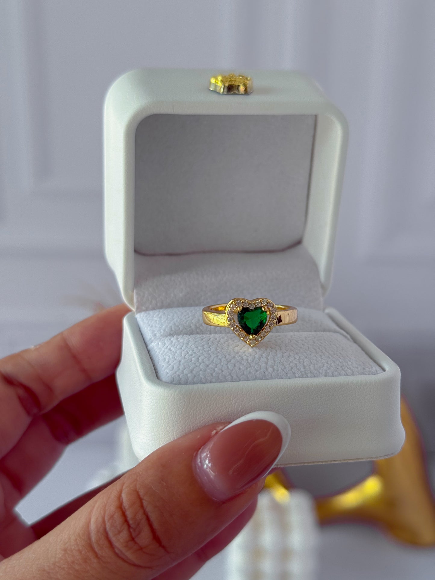Anillo corazón grande perlado