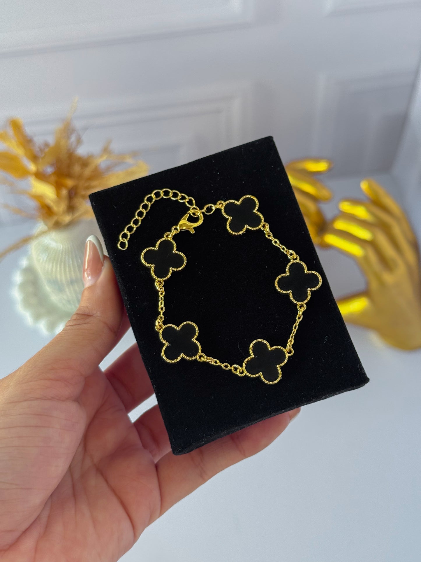 Pulsera trébol negro grande