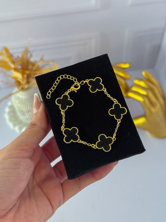 Pulsera trébol negro grande