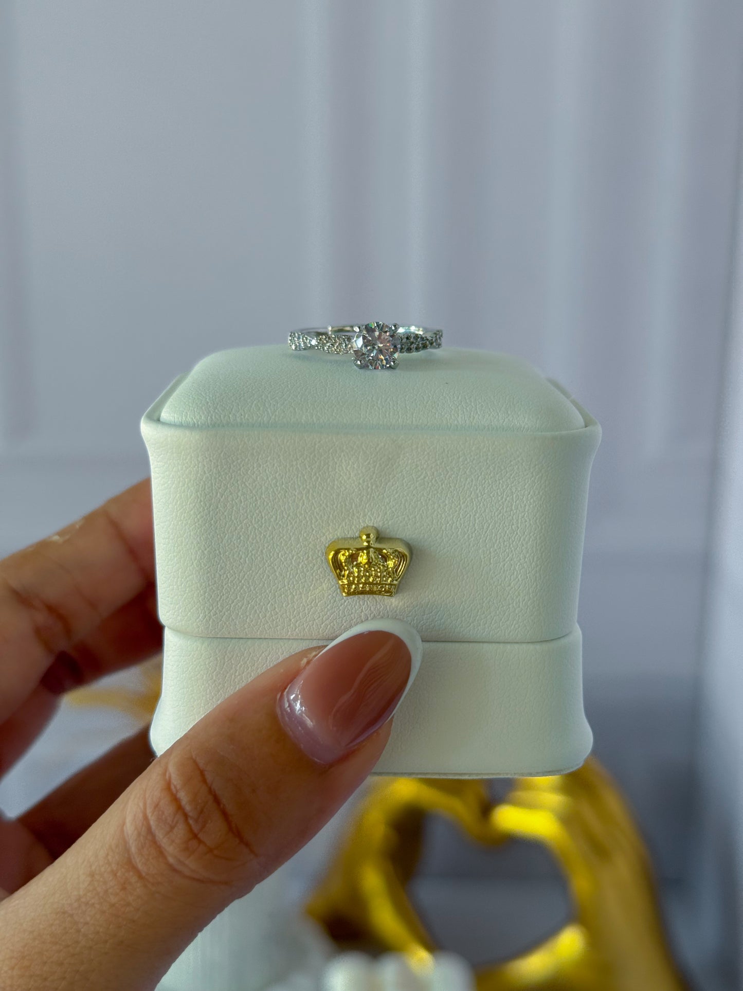 Anillo plateado perlado