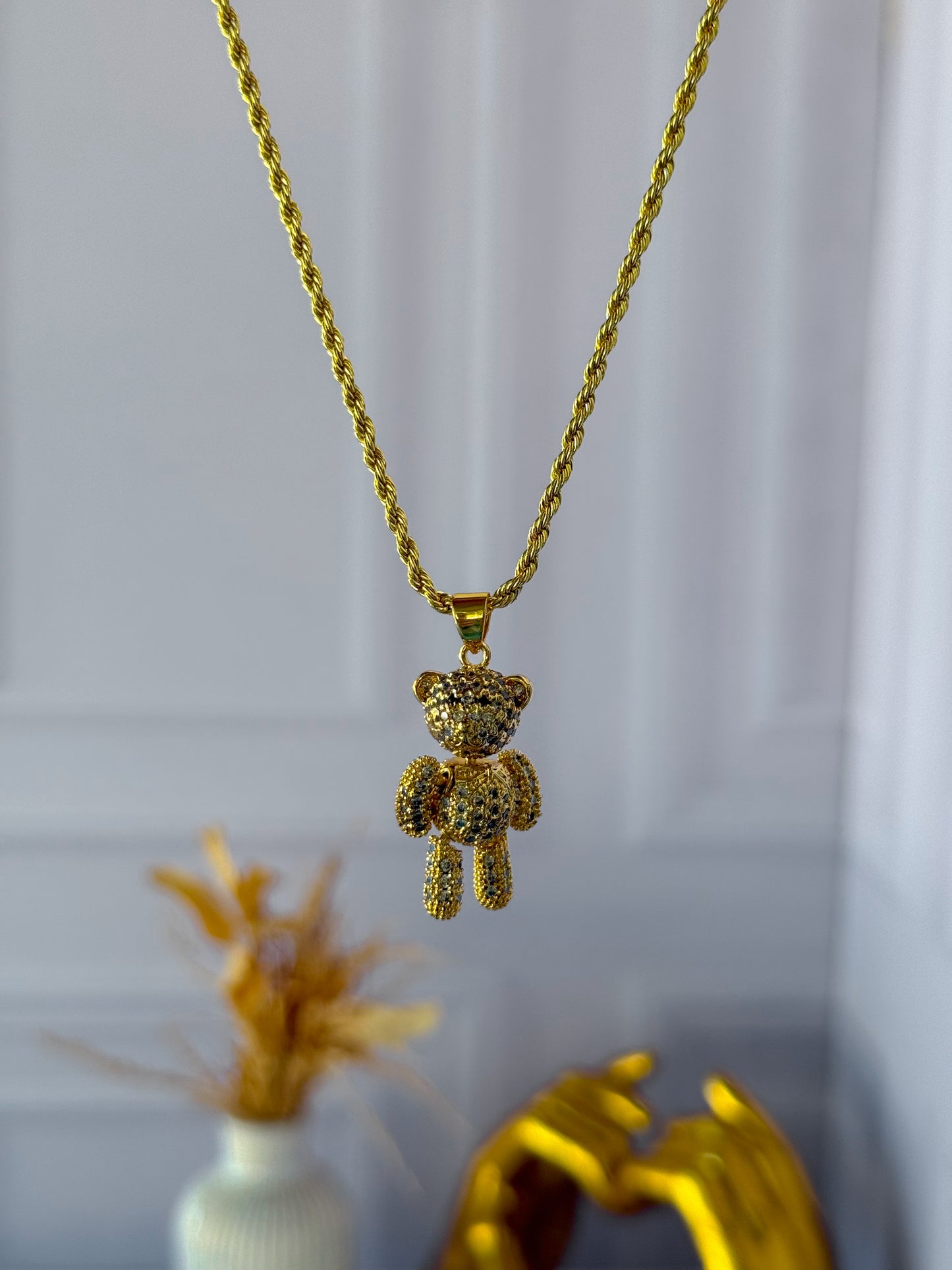 Cadena osito Teddy tejido lazo