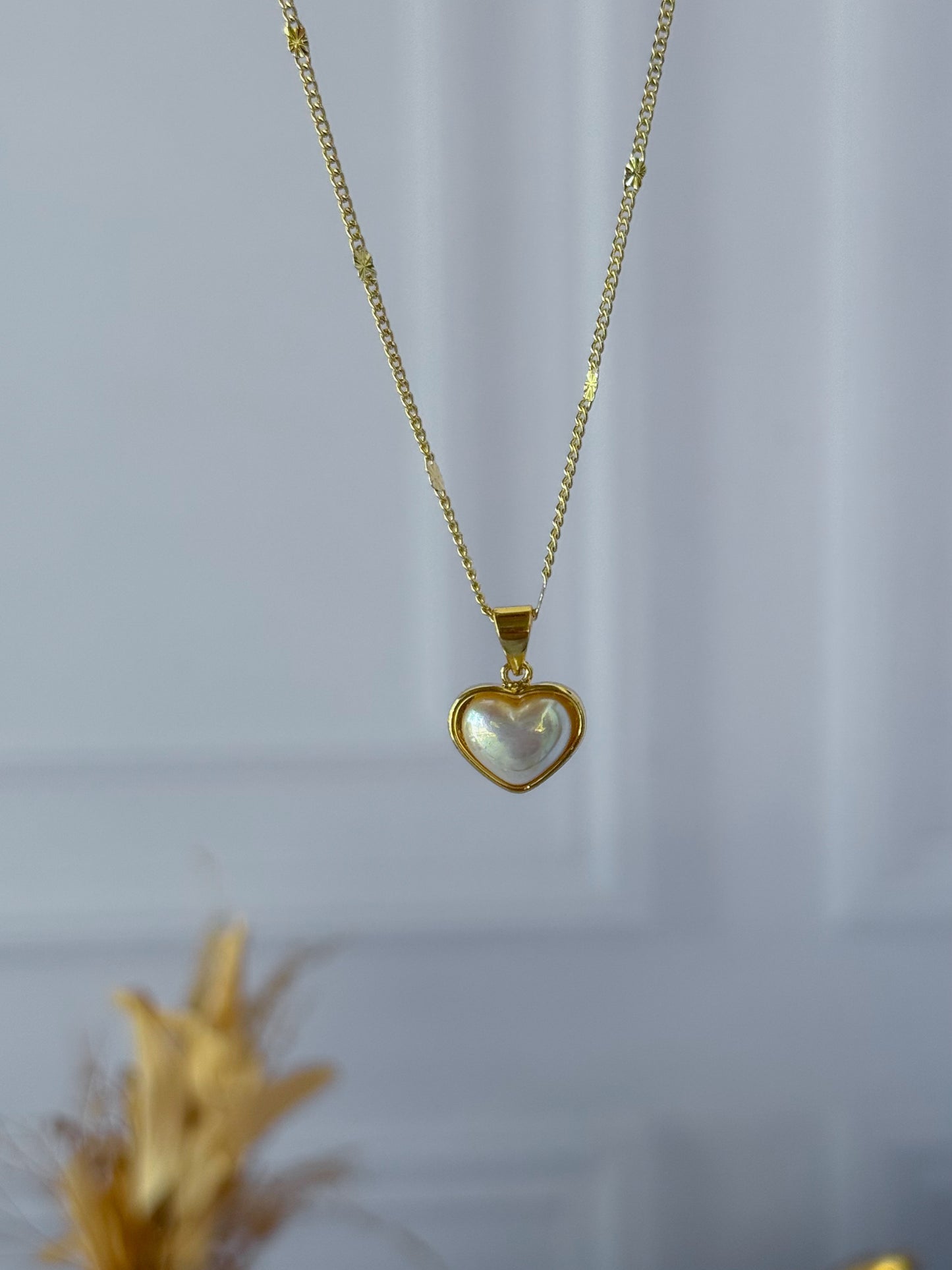 Cadena corazón perlado