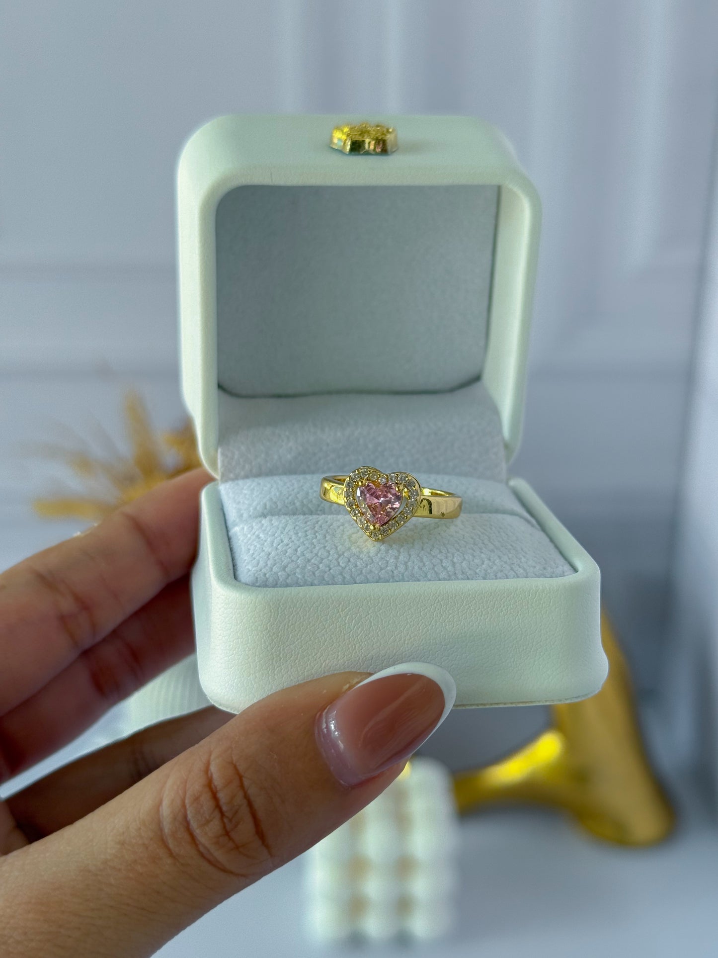 Anillo corazón grande perlado