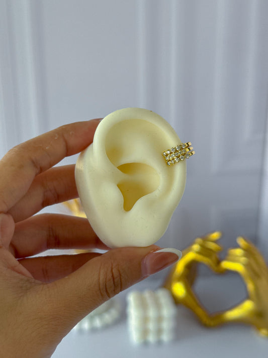 Ear cuff triple perlado