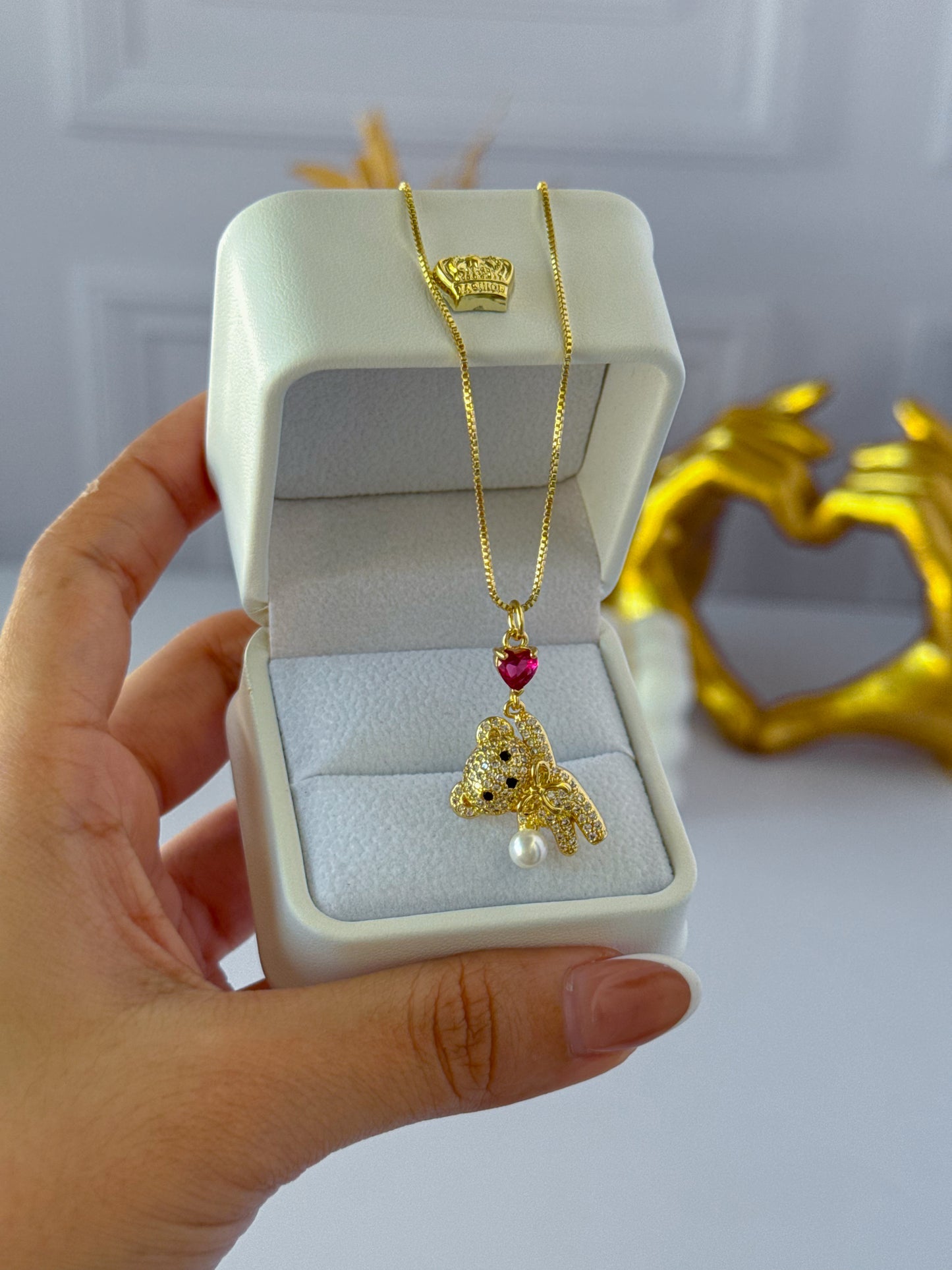 Cadena osito perla