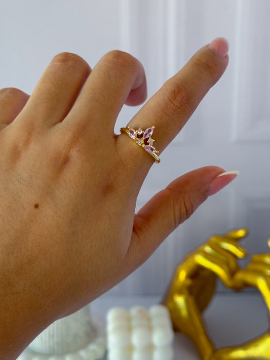 Anillo corona rosado