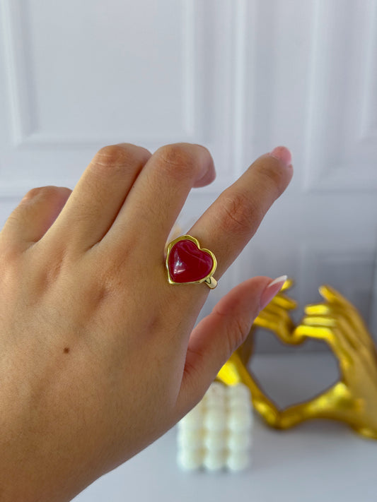 Anillo corazón vinotinto