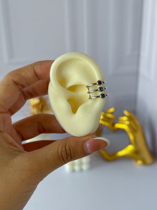 Ear cuff plateado triple colores